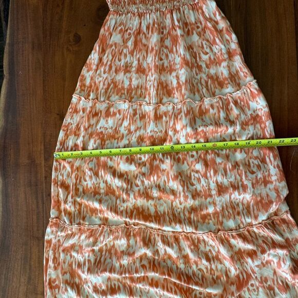 Mudd Beautiful orange/white tribal print halter maxi dress  EUC SZ M - Picture 5 of 9